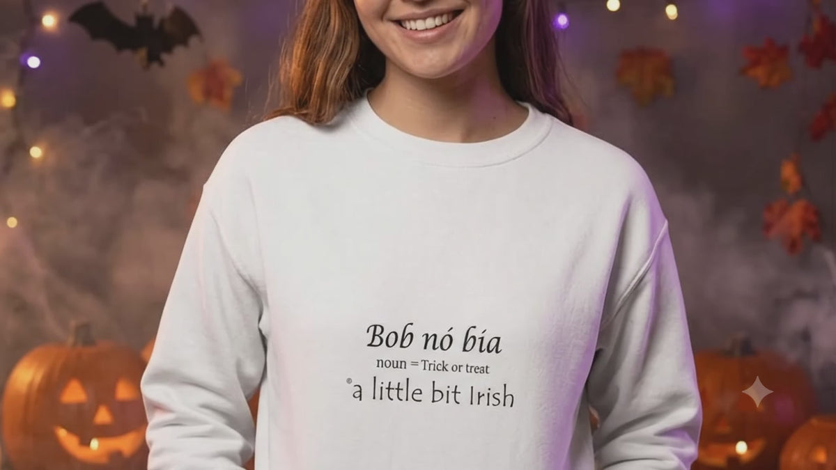 Bob no bia Irish Halloween Sweatshirt, Funny Trick or Treat Sweatshirt, Unique Irish Language Shirt, Spooky Season Gift, Halloween Sweater